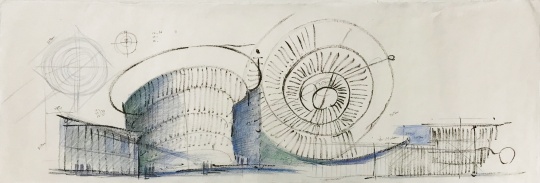 和美术馆馆藏《和美术馆手绘稿》,安藤忠雄,纸本彩铅、墨,2019 ©和美术馆 和美术馆馆藏《和美术馆手绘稿》,安藤忠雄,纸本彩铅、墨,2019 ©和美术馆