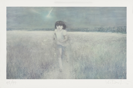 何多苓  《在梦中奔跑的女孩》 57cm×95cm 签名丝网版画 2014年 