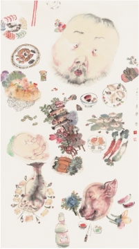 李津《足食者》180×97cm 纸本设色 2006 李津《足食者》180×97cm 纸本设色 2006