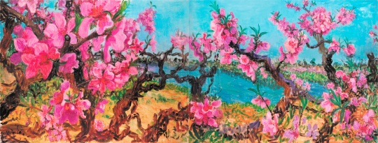 周春芽 《春风拂揽露华浓》 160×420cm 布面油画 2013 周春芽 《春风拂揽露华浓》 160×420cm 布面油画 2013