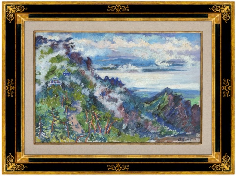 刘海粟 《庐山含鄱口行云》 60×90cm 布面油画 1956 刘海粟 《庐山含鄱口行云》 60×90cm 布面油画 1956