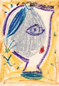 《无题I-208》 14.8x10.4cm 纸本蜡彩 约1980年 《无题I-208》 14.8x10.4cm 纸本蜡彩 约1980年