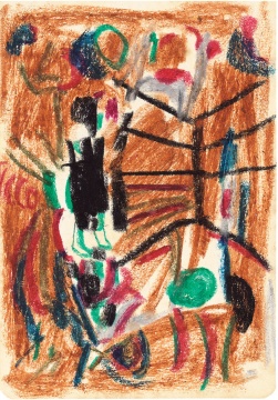 《无题II-592》 14.8x10.4cm 纸本蜡彩 约1980年 《无题II-592》 14.8x10.4cm 纸本蜡彩 约1980年