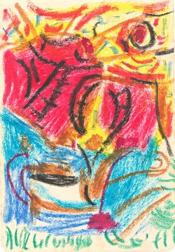 《无题II-595》 14.8x10.4cm 纸本蜡彩 约1980年 《无题II-595》 14.8x10.4cm 纸本蜡彩 约1980年