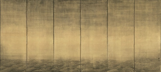 《山海图之海》62×32cm×6屏 日本古董金箔绢屏风 水墨 2018 《山海图之海》62×32cm×6屏 日本古董金箔绢屏风 水墨 2018