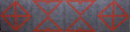 《朱砂》 145×145cm (单联尺寸,共4联)布面矿物质颜色 2020 《朱砂》 145×145cm (单联尺寸,共4联)布面矿物质颜色 2020