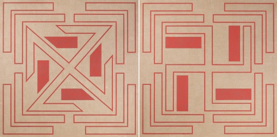 《朱砂》 145×145 cm(单联尺寸,共2联) 布面矿物质颜色 2019 《朱砂》 145×145 cm(单联尺寸,共2联) 布面矿物质颜色 2019