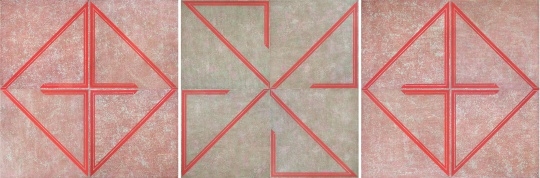《朱砂》 145×145cm(单联尺寸,共12联)布面矿物质颜色 2019 《朱砂》 145×145cm(单联尺寸,共12联)布面矿物质颜色 2019