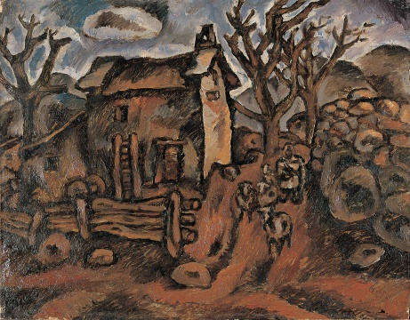 毛旭辉 《圭山写生·村口》 40×50cm 纸本油画 1982 毛旭辉 《圭山写生·村口》 40×50cm 纸本油画 1982