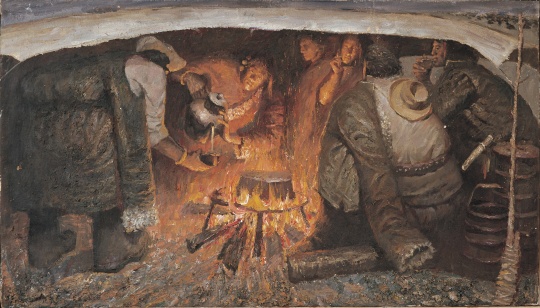 毛旭辉 《喝茶》 62×110cm 纸本油画 1981 毛旭辉 《喝茶》 62×110cm 纸本油画 1981