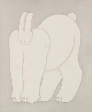 李戬 《白兔》 119×98cm 纸本设色  2021 