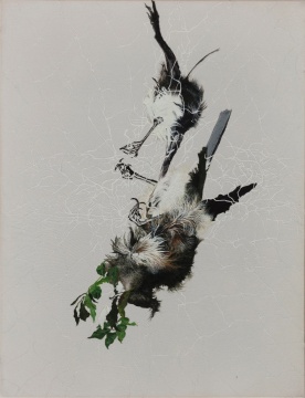 《自留地-为何不是金丝雀》34×26cm 丝绸上国画,油性颜料 2020 《自留地-为何不是金丝雀》34×26cm 丝绸上国画,油性颜料 2020