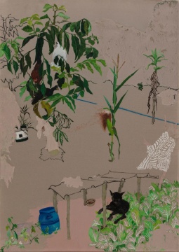 《自留地-微风》35.5×24.5cm 丝绸上国画,油性颜料 2020 《自留地-微风》35.5×24.5cm 丝绸上国画,油性颜料 2020