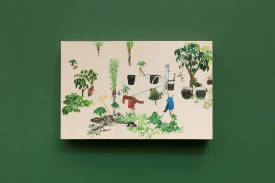 《自留地-耕作 》25×38.5cm 丝绸上国画,油性颜料 2020 《自留地-耕作 》25×38.5cm 丝绸上国画,油性颜料 2020