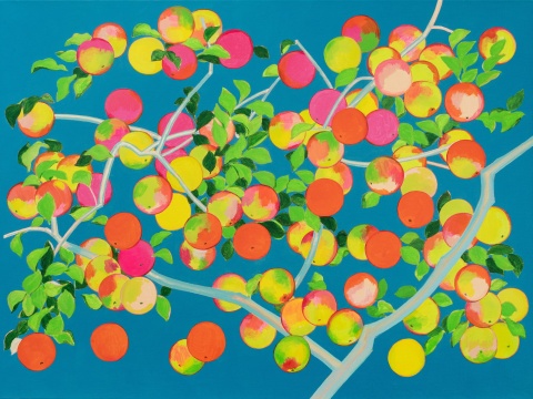 《苹果2021之三》 97x130cm 布面丙烯 2021 《苹果2021之三》 97x130cm 布面丙烯 2021
