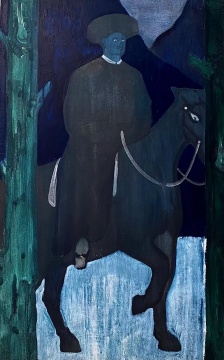 汪一《夜巡》65×40cm 木板油画 2019 汪一《夜巡》65×40cm 木板油画 2019
