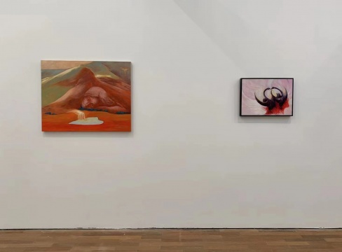黄冰洁《向心山》100x80cm 布面油画 2022 、黄冰洁《蕊》42x58.5cm 布面油画 2022 黄冰洁《向心山》100x80cm 布面油画 2022 、黄冰洁《蕊》42x58.5cm 布面油画 2022