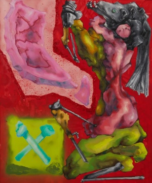 Juliana Paek《爱超越了肉体和金属》120×100cm 布面油画 2021 © Juliana Paek, 图片由艺术家提供 Juliana Paek《爱超越了肉体和金属》120×100cm 布面油画 2021 © Juliana Paek, 图片由艺术家提供