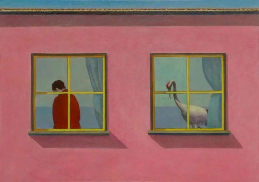 王明之 《同窗》 70×50cm 布面坦培拉 2021 © 王明之, 图片由艺术家提供 王明之 《同窗》 70×50cm 布面坦培拉 2021 © 王明之, 图片由艺术家提供