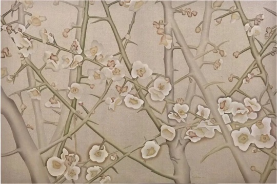 任诒春《红杏枝头》 150×100cm 布面油画 2021 © 任诒春, 图片由艺术家提供 任诒春《红杏枝头》 150×100cm 布面油画 2021 © 任诒春, 图片由艺术家提供