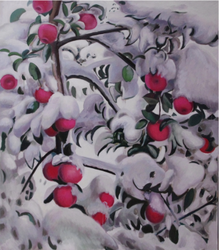 张文钦《 被雪覆盖的苹果树》 150×130cm 布面油画 2021 © 张文钦, 图片由艺术家提供 张文钦《 被雪覆盖的苹果树》 150×130cm 布面油画 2021 © 张文钦, 图片由艺术家提供