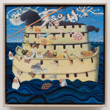 张弓 ZHANG Gong，方舟 1 The Ark 1，2021，布面油画 oil on canvas，20×20 cm，21.5×21.5 cm, framed 