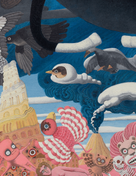 张弓 ZHANG Gong，来了 1（局部） Advent 1 (detail)，2020，布面油画 oil on canvas，45.6×65.5 cm，47×67 cm, framed 