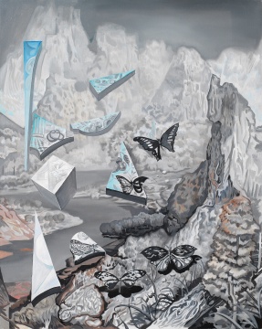 熊宇 《山与蝶》 2021 布面油画 100×80cm 熊宇 《山与蝶》 2021 布面油画 100×80cm