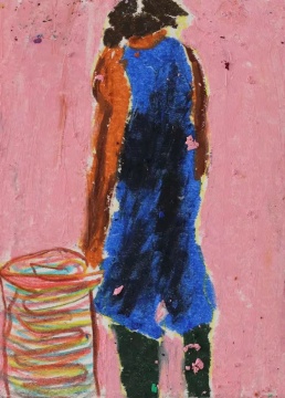 《居民》13.1×9.4cm 纸上油画棒 2021 《居民》13.1×9.4cm 纸上油画棒 2021