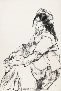 周思聪 《水墨彝女》 70.0×46.5 cm 镜心 设色纸本 周思聪 《水墨彝女》 70.0×46.5 cm 镜心 设色纸本