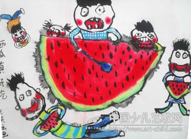 儿童画——吃西瓜