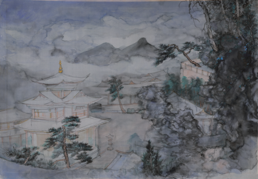 《丽江写生》 86.3×61cm 绢本设色 2020 《丽江写生》 86.3×61cm 绢本设色 2020