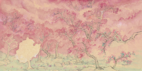 《桃花源1》 68.4x34.5cm 纸本设色 2022 《桃花源1》 68.4x34.5cm 纸本设色 2022