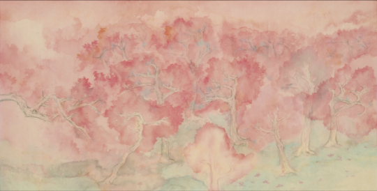 《桃花源3》68x35cm 纸本设色 2022 《桃花源3》68x35cm 纸本设色 2022