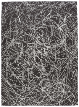 《时间与虫洞2》,黑白木刻,56 × 76 cm,2019 《时间与虫洞2》,黑白木刻,56 × 76 cm,2019