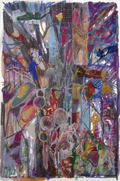陈彧君,《更衣记》,2022,亚克力上综合材料,170×120 cm 陈彧君,《更衣记》,2022,亚克力上综合材料,170×120 cm
