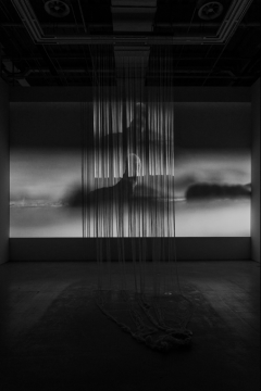 梁绍基,《蚕潺潺》,影像装置,2015,上海当代艺术博物馆展览现场,2021 图片致谢梁绍基和香格纳画廊 梁绍基,《蚕潺潺》,影像装置,2015,上海当代艺术博物馆展览现场,2021 图片致谢梁绍基和香格纳画廊