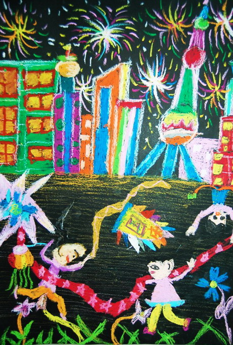 儿童画国庆节