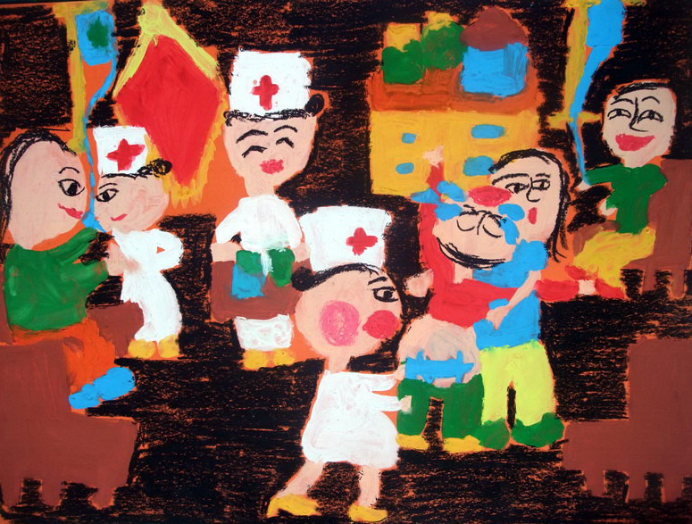 医院里—《少儿画苑》国际少儿书画大赛作品赏析
