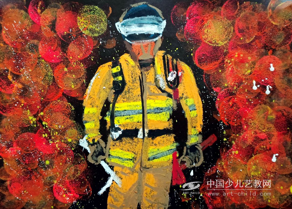 英雄消防員—《少兒畫苑》國際少兒書畫大賽作品賞析