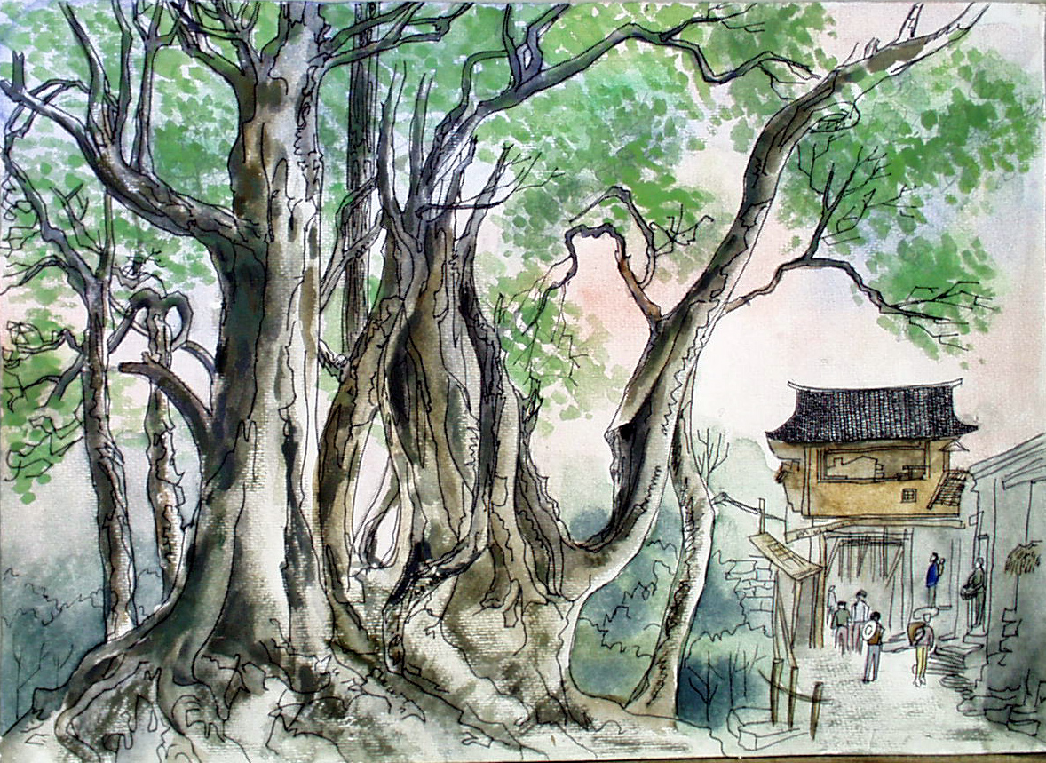 村口有棵老树—《少儿画苑》国际少儿书画大赛作品赏析