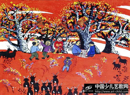 夕阳红—《少儿画苑》国际少儿书画大赛作品赏析