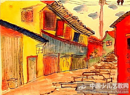老街-《少儿画苑》国际少儿书画大赛作品赏析