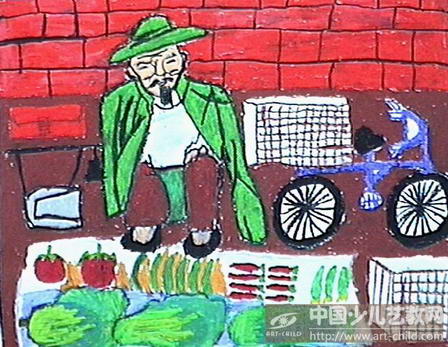 卖菜—《少儿画苑》国际少儿书画大赛作品赏析
