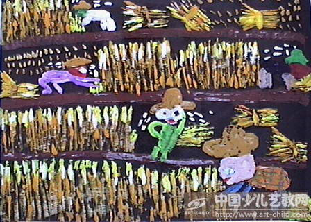 割麦子—《少儿画苑》国际少儿书画大赛作品赏析