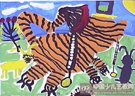 老虎的大辫子—《少儿画苑》国际少儿书画大赛作品赏析