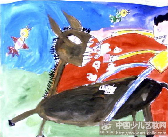 给驴刷牙—《少儿画苑》国际少儿书画大赛作品赏析