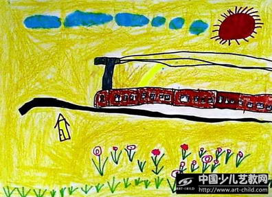电力火车—《少儿画苑》国际少儿书画大赛作品赏析