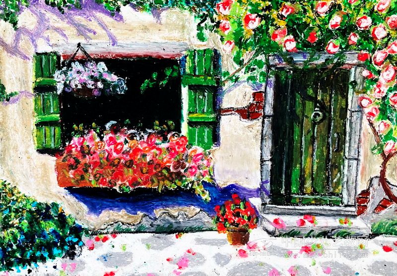 门口的花—《少儿画苑》国际少儿书画大赛作品赏析