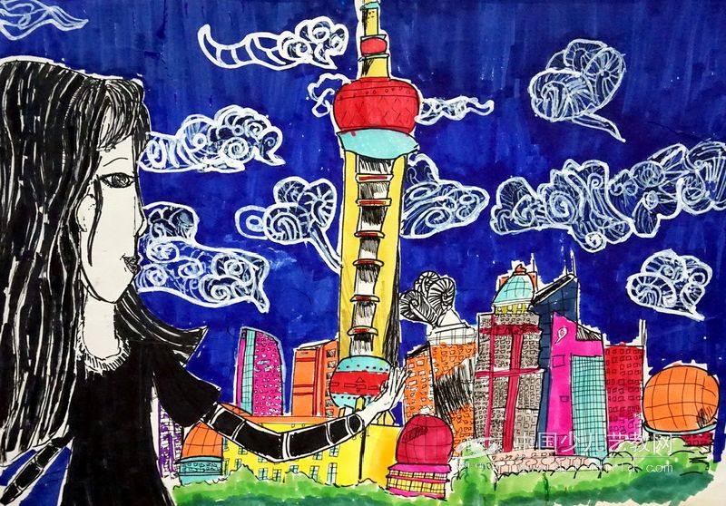 我爱上海，美丽的江滩—《少儿画苑》国际少儿书画大赛作品赏析